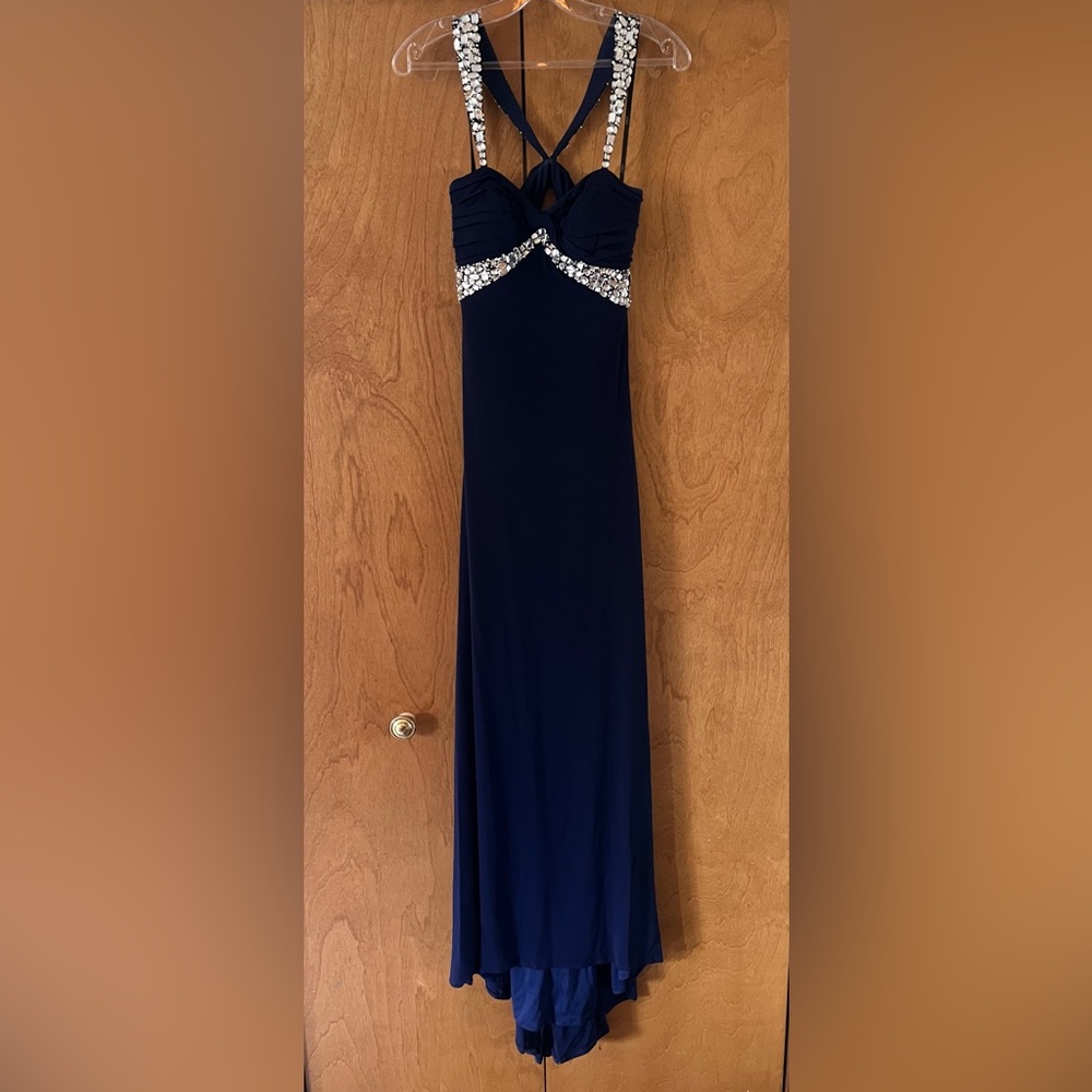 Flip Royal Blue Elegant Formal Prom Dress w/ Silver Rhinestones, Sz 6, Worn Once